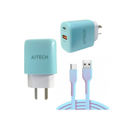 Cargador De Pared Aitech 2 Usb Qc3.0 Tipo C