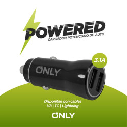 CARGADOR 12V POTENCIADO POWERED V8 NEGRO
