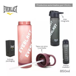BOTELLA DEPORTIVA RESISTENTE CON TAPA Y SORBETE 850ML- EVERLAST