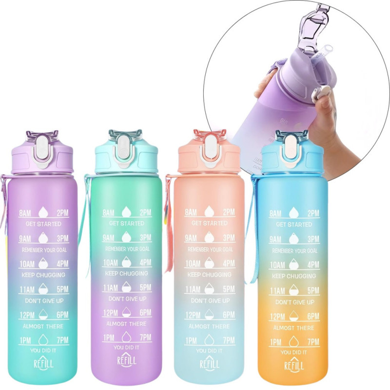 BOTELLA 1 LITRO MOTIVACIONAL CAMPING – ENTRENAMIENTO – GYM