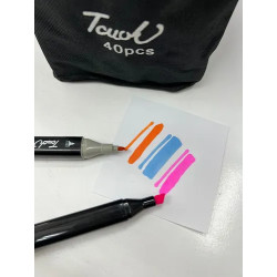 FIBRAS / MARCADORES LAVABLES DOBLE PUNTA CON ESTUCHE X 40 UNID