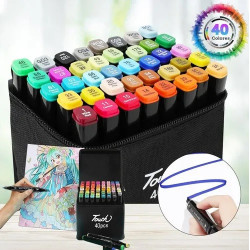 FIBRAS / MARCADORES LAVABLES DOBLE PUNTA CON ESTUCHE X 40 UNID