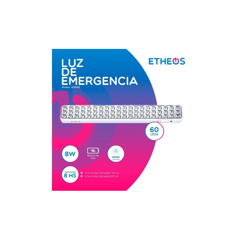 LUZ EMERGENCIA 60 LED ETHEOS BATERIA RECARGABLE